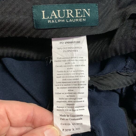 Lauren Ralph Lauren Navy Fine Wale Flat Front Straight Left Pants Size 38 X 32 - Picture 10 of 13